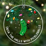 Pickleball Ornament 2025, Pickle Ornaments for Christmas Tree, Funny Acrylic Sports Ornaments, Pickleball Gifts for Women, Men, Pickle Ball Lover Gifts Ideas