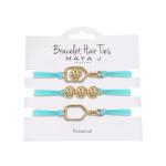 Maya J Bracelet Hair Ties Yellow Pickleball with Teal Elastics, Set of 3