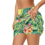 Xuxugorta Tropical Flowers Plants Tennis Skirts for Women High Waisted Golf Skirt with Shorts Pockets Athletic Pickleball Mini Skort