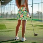Xuxugorta Tropical Flowers Plants Tennis Skirts for Women High Waisted Golf Skirt with Shorts Pockets Athletic Pickleball Mini Skort