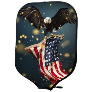 TREGAUSI American Flag Pickleballs Paddle Cover American Flag Padded Pickleballs Paddle Cover Personalized Diving Fabric Cover Paddle Case Rackets Cover, Fits Most Paddle, 8.26 x 11.61 inch