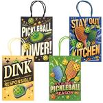 Kauai Sun 16PCS Pickleball Gift Bags, Pickle Ball Themed Party Supplies Favors Bags, Four Original Vibrant Designs for Pickleball Enthusiasts Players Team Coach Retirement Gifts Goodies