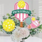 Big Dot of Happiness Pink Pickleball - Country Club Party Centerpiece Sticks - Table Toppers - Set of 15