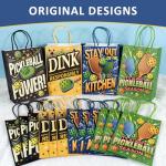 Kauai Sun 16PCS Pickleball Gift Bags, Pickle Ball Themed Party Supplies Favors Bags, Four Original Vibrant Designs for Pickleball Enthusiasts Players Team Coach Retirement Gifts Goodies