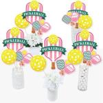 Big Dot of Happiness Pink Pickleball - Country Club Party Centerpiece Sticks - Table Toppers - Set of 15