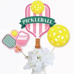 Big Dot of Happiness Pink Pickleball - Country Club Party Centerpiece Sticks - Table Toppers - Set of 15