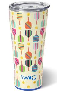 Swig Life 32oz Insulated Tumbler, Travel Coffee Tumbler with Lid, Cup Holder Friendly Travel Coffee Mug, Stainless Steel with Lid (Pickleball)