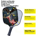 TREGAUSI American Flag Pickleballs Paddle Cover American Flag Padded Pickleballs Paddle Cover Personalized Diving Fabric Cover Paddle Case Rackets Cover, Fits Most Paddle, 8.26 x 11.61 inch