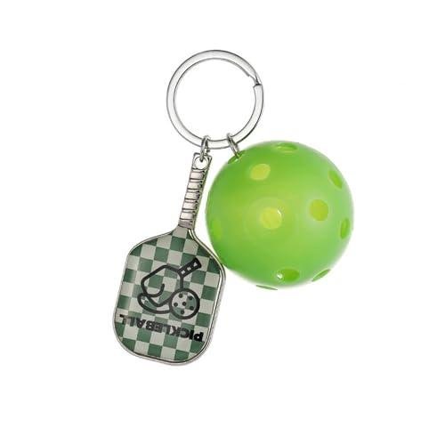 Qomamount Pickleball Keychain,Mini Paddle and Pickleball Design Pickle Ornament,Gifts for Pickleball Lovers(Green)