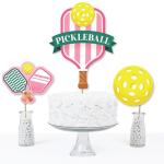 Big Dot of Happiness Pink Pickleball - Country Club Party Centerpiece Sticks - Table Toppers - Set of 15