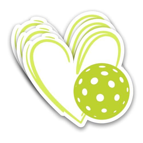 (3Pcs) Pickleball Stickers Waterproof Vinyl Pickleball Heart Decals for Water Bottle, Tumbler, Laptop, Phone Case, Scrapbooking, Team Players, Coach, 3" x 2.8"