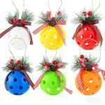 Pickleball Christmas Ornaments for Tree, Life-Size, Pickleball Xmas Tree Decorations, Set of 6 (Ball Dia: 74mm)