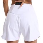 Kcutteyg Running Shorts for Women with Liner High Waisted Lightweight Womens Workout Shorts with Back Zipper Pocket- 4.5" (White4.5, L)