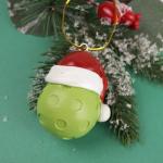 Needzo Pickleball Christmas Ornament, Festive Holiday Tree Decoration, Pickle Ball Lover Gift, 2.5 Inches (Yellow with Santa Hat)