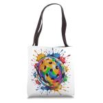 Rainbow Pickleball Ball with Paint Splash Colorful Tote Bag