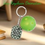 Qomamount Pickleball Keychain,Mini Paddle and Pickleball Design Pickle Ornament,Gifts for Pickleball Lovers(Green)