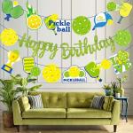 Pickleball Birthday Party Decorations Green Pickleball Happy Birthday Banners for Fantasy Pickleball Theme Party Baby Shower Supplies
