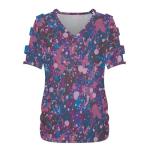 Paint Splatters Shirt Womens Off Shoulder Short Sleeve Casual V Neck Tennis Shirts Soft Tee Going Out Pickleball Shirts Yoga Tee 2XL Purple