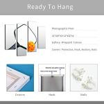 Black and White Pickleball Paddle with Orange ball Canvas Wall Art Hanging Paintings Modern Artwork Abstract Picture Prints Home Decoration Gift Unique Designed Framed 4 panel