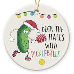 Glow Pickleball Christmas Ornaments - Sport Ornaments, Pickleball Gifts for Women & Men, Ceramic Decor