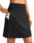SANTINY 18" Skorts for Women 3 Pockets High Waist Long Athletic Tennis Skirt Golf Skort for Casual Summer Travel (Black_M)
