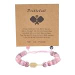 New valley warbler Adjustable Pickleball Bracelet with Crystal Paddle Charm, Pink and Black Beaded Design, Sports Jewelry Gift (Pink)