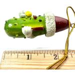 Pickleball Pickle Ornament Couples Pack Hand Painted Polyresin Pickleballer with Santa Hat Christmas Tree Decoration, Set of 2