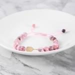 New valley warbler Adjustable Pickleball Bracelet with Crystal Paddle Charm, Pink and Black Beaded Design, Sports Jewelry Gift (Pink)