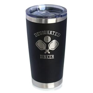 Designated Dinker - Insulated Coffee Tumbler Cup with Sliding Lid - Stainless Steel Insulated Mug - Funny Pickleball Themed Gifts and Decor - Black