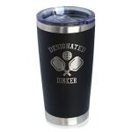 Designated Dinker - Insulated Coffee Tumbler Cup with Sliding Lid - Stainless Steel Insulated Mug - Funny Pickleball Themed Gifts and Decor - Black
