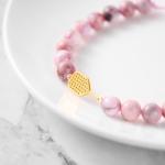 New valley warbler Adjustable Pickleball Bracelet with Crystal Paddle Charm, Pink and Black Beaded Design, Sports Jewelry Gift (Pink)