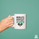 World’s Okayest Pickleball Player Pickleball Gifts Sports Player Dad Mom Uncle Aunt Boyfriend Girlfriend Coach Gifts Novelty Drinkware Ceramic Mug 11 oz White
