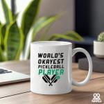 World’s Okayest Pickleball Player Pickleball Gifts Sports Player Dad Mom Uncle Aunt Boyfriend Girlfriend Coach Gifts Novelty Drinkware Ceramic Mug 11 oz White
