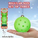 DWATAN Pickleball Glow in The Dark Ornaments, Set of 3, Luminous Green Balls, Sports Christmas Tree Decorations, Unique Pickleball Gifts, Holiday Light Décor for Players and Fans