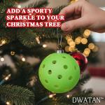 DWATAN Pickleball Glow in The Dark Ornaments, Set of 3, Luminous Green Balls, Sports Christmas Tree Decorations, Unique Pickleball Gifts, Holiday Light Décor for Players and Fans