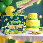 LUUFILx Pickleball Gift Bag Pickleball Birthday Goodie Bag with Greeting Card and Tissue Paper for Pickleball Party Favor Bags Wrapping Paper Bag for Pickleball Party Decorations (Blue)