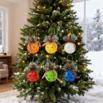 Pickleball Christmas Ornaments for Tree, Life-Size, Pickleball Xmas Tree Decorations, Set of 6 (Ball Dia: 74mm)