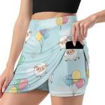 iiceop Balloon Sheep Skorts for Women with Pockets Skirt with Shorts Underneath High Waisted Golf Tennis Skorts for Women for Running Workout Pickleball M