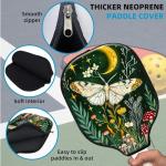 ETLKJVBL for Pickleball Paddle Cover, Moth Mushrooms Plants Moon Neoprene Zippered Sleeve with Shockproof & Waterproof Protection, Stylish Design for Pickleball Accessory