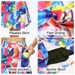 WOWENY Women's Athletic Tennis Skorts Summer Skirts for Women Running Golf Pickleball Skort Active Wear with Pockets (Print Geometric Rainbow-306, M)
