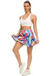 WOWENY Women's Athletic Tennis Skorts Summer Skirts for Women Running Golf Pickleball Skort Active Wear with Pockets (Print Geometric Rainbow-306, M)