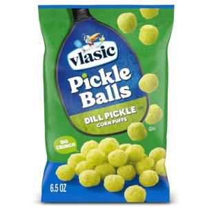 Vlasic Pickle Balls, Dill Pickle Flavored Corn Puffs, Pickleball Gifts, Funny Easter Gift for Pickle Fans, 6.5 oz.