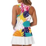 Irisjudy Colorful Monstera Womens Golf Shirt Hawaii Monstera Leaves Polo Sleeveless Quick Dry Tennis Tops Tropical Plant Leaf Lightweight 1/4 Zip Up Pickleball Polo Tank Tops