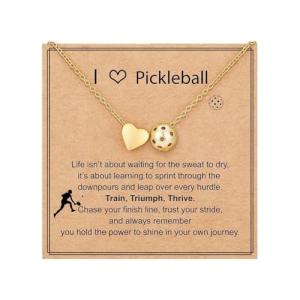 Pingyongchang Football Basketball Soccer Softball Volleyball Necklace for Women Gold Heart Sport Ball Pendant Necklace Sports Outfit Game Day Jewelry Gifts for Fans Lovers-pickleball