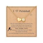 Pingyongchang Football Basketball Soccer Softball Volleyball Necklace for Women Gold Heart Sport Ball Pendant Necklace Sports Outfit Game Day Jewelry Gifts for Fans Lovers-pickleball