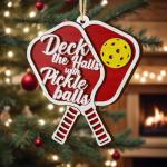 V VIBEPY All Over Printed Pickleball Ornament 2025, Pickleball Christmas Ornaments, Pickleball Gift Acessories Christmas 2 Layers Ornaments for Tree Hanging