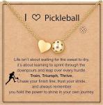 Pingyongchang Football Basketball Soccer Softball Volleyball Necklace for Women Gold Heart Sport Ball Pendant Necklace Sports Outfit Game Day Jewelry Gifts for Fans Lovers-pickleball