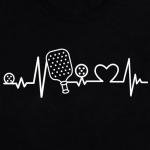 IFQ Pickleball Shirt for Women Heartbeat Pickleball Lover Player T-Shirt Funny Sport Tee Tops Black