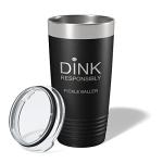 Pickleball Tumbler Dink Responsibly Travel Mug Gift Insulated Laser Engraved Coffee Cup 20 oz Black