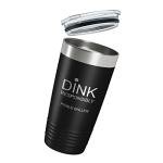 Pickleball Tumbler Dink Responsibly Travel Mug Gift Insulated Laser Engraved Coffee Cup 20 oz Black